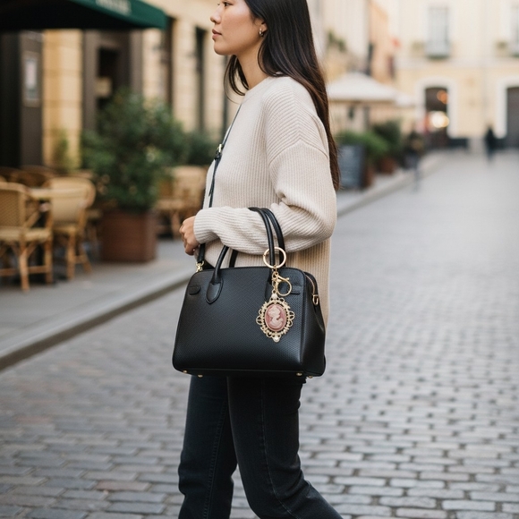 Gold Cameo Pearl Keychain - Available In Six Colors - Picture 8 of 11